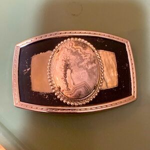 Used Polished Stone white buffalo? Belt Buckle